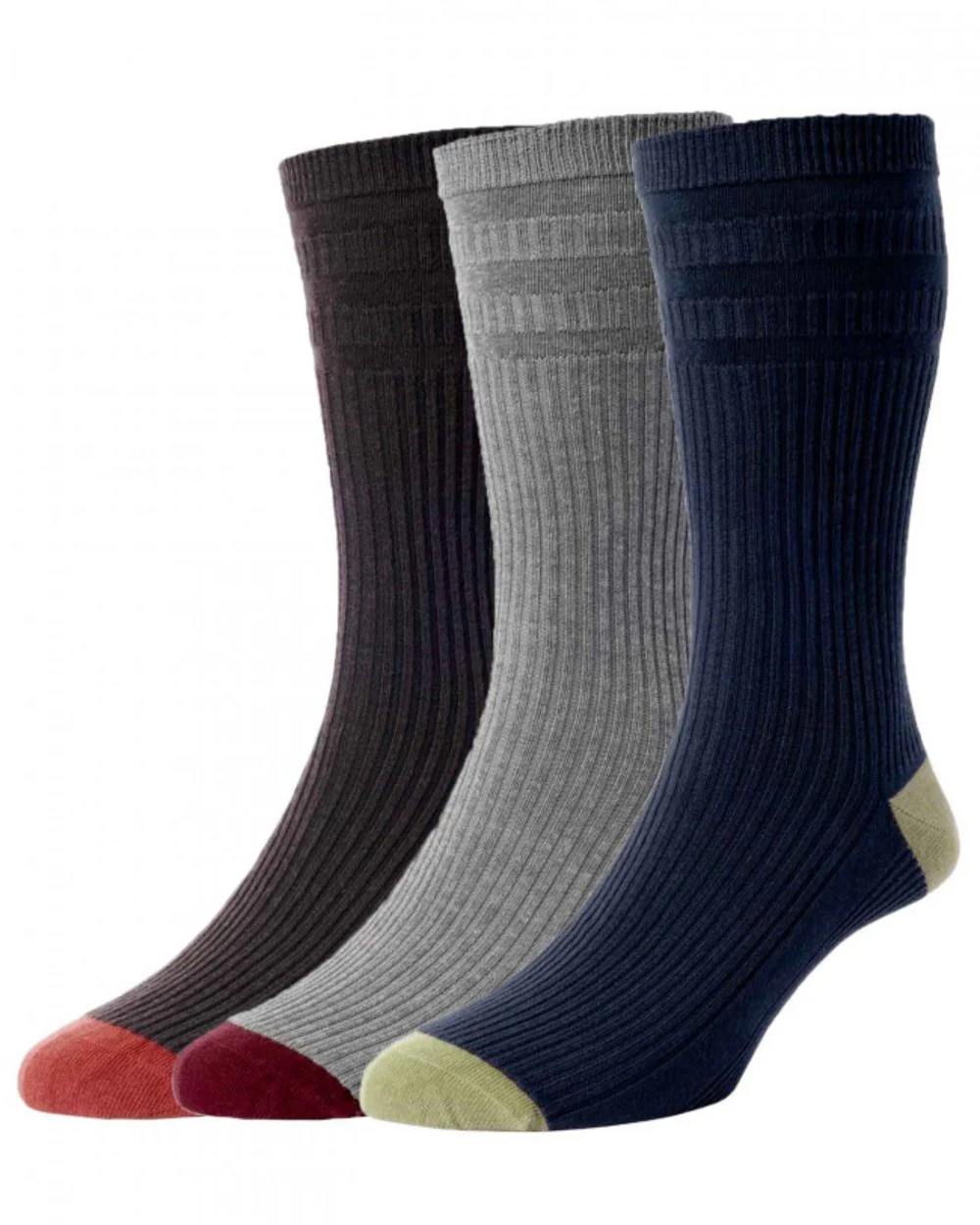 HJ Hall Contrast Heel & Toe Cotton Softop 3 Pair Pack - Image 3