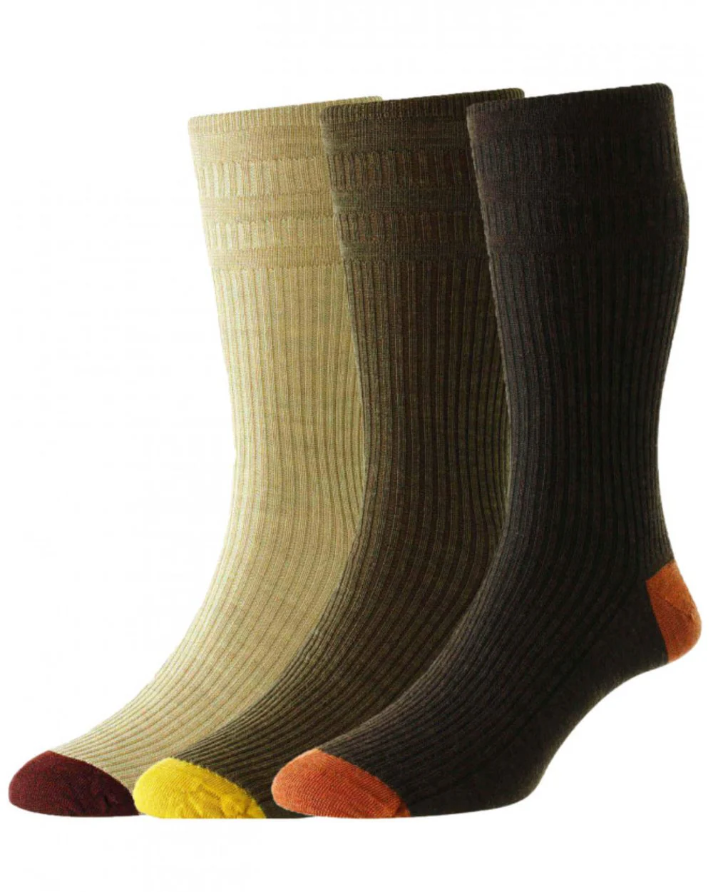 HJ Hall Contrast Heel & Toe Wool Rich Softop Socks 3 Pair Pack - Image 3