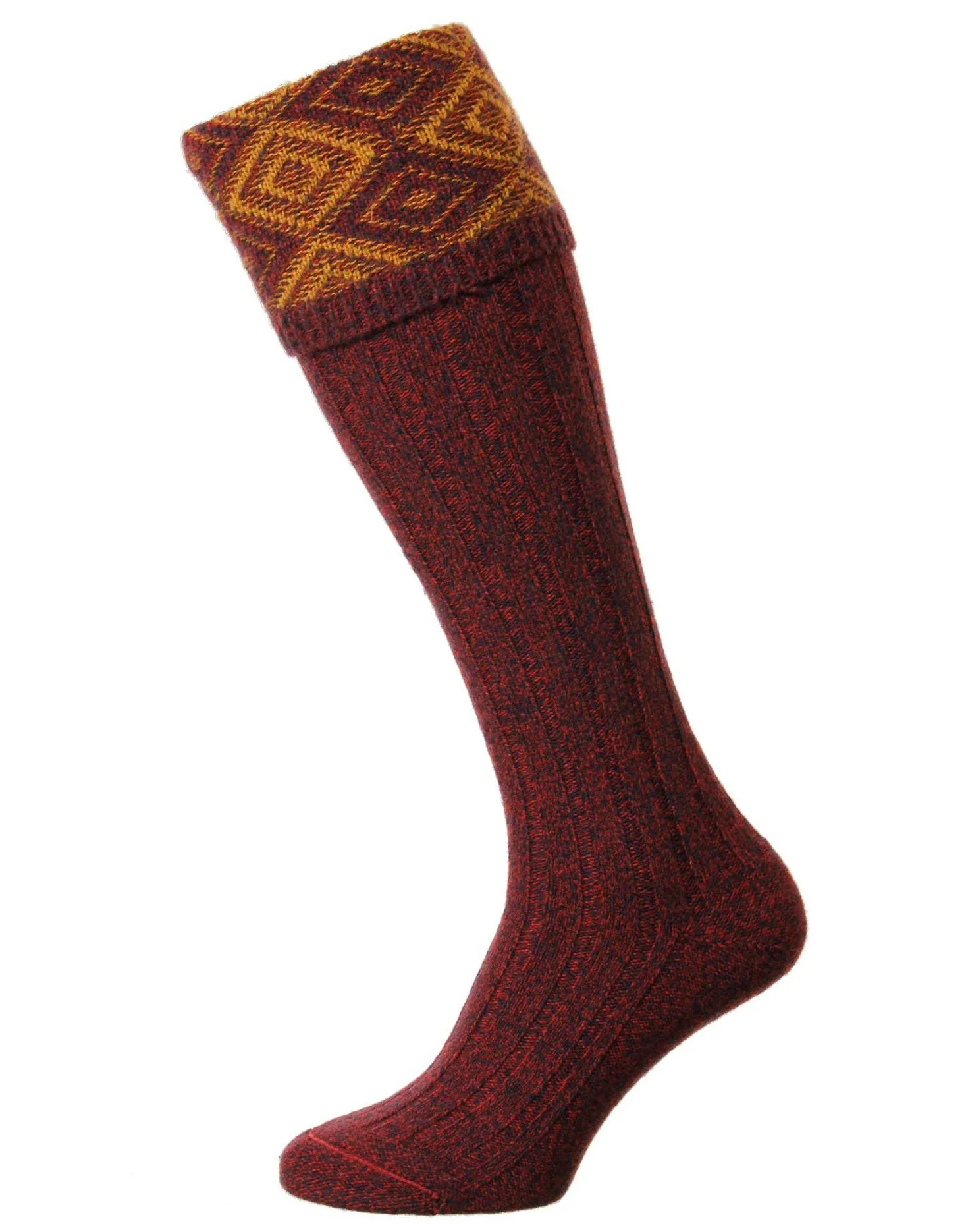 HJ Hall Duncliffe Shooting Sock | Textured Diamond Top - Image 6