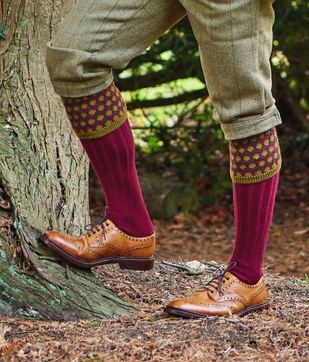 HJ Hall Hadleigh Merino Shooting Sock | Harlequin Top - Image 3