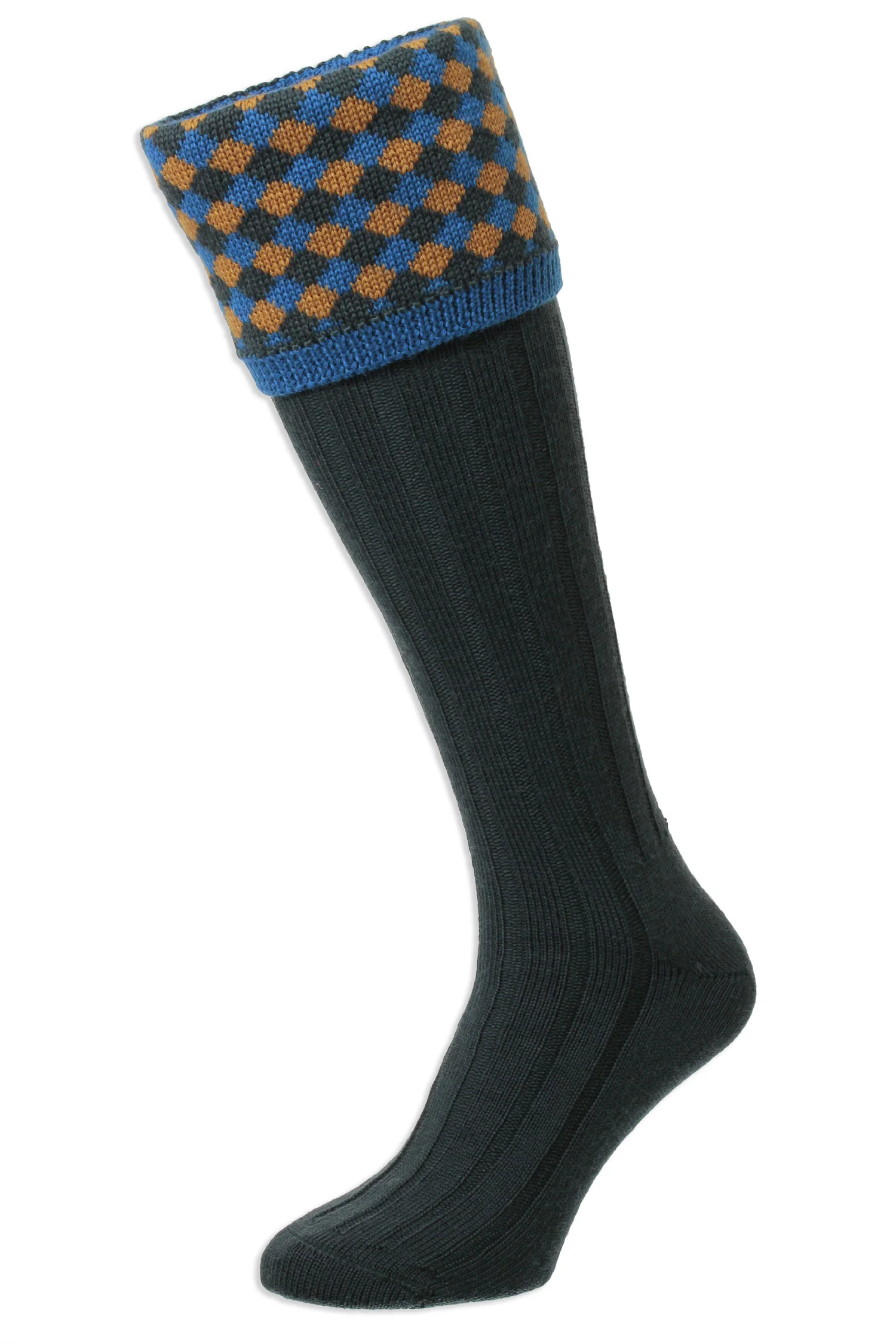 HJ Hall Hadleigh Merino Shooting Sock | Harlequin Top - Image 7