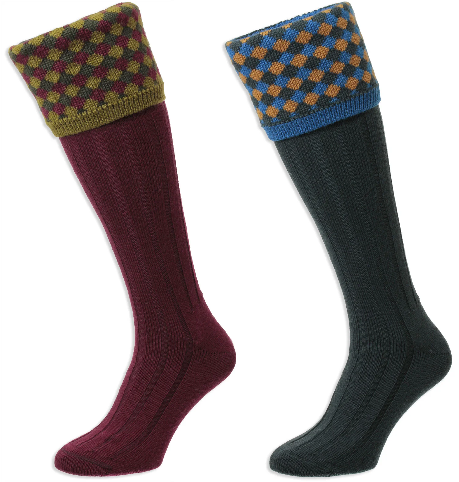 HJ Hall Hadleigh Merino Shooting Sock | Harlequin Top - Image 9