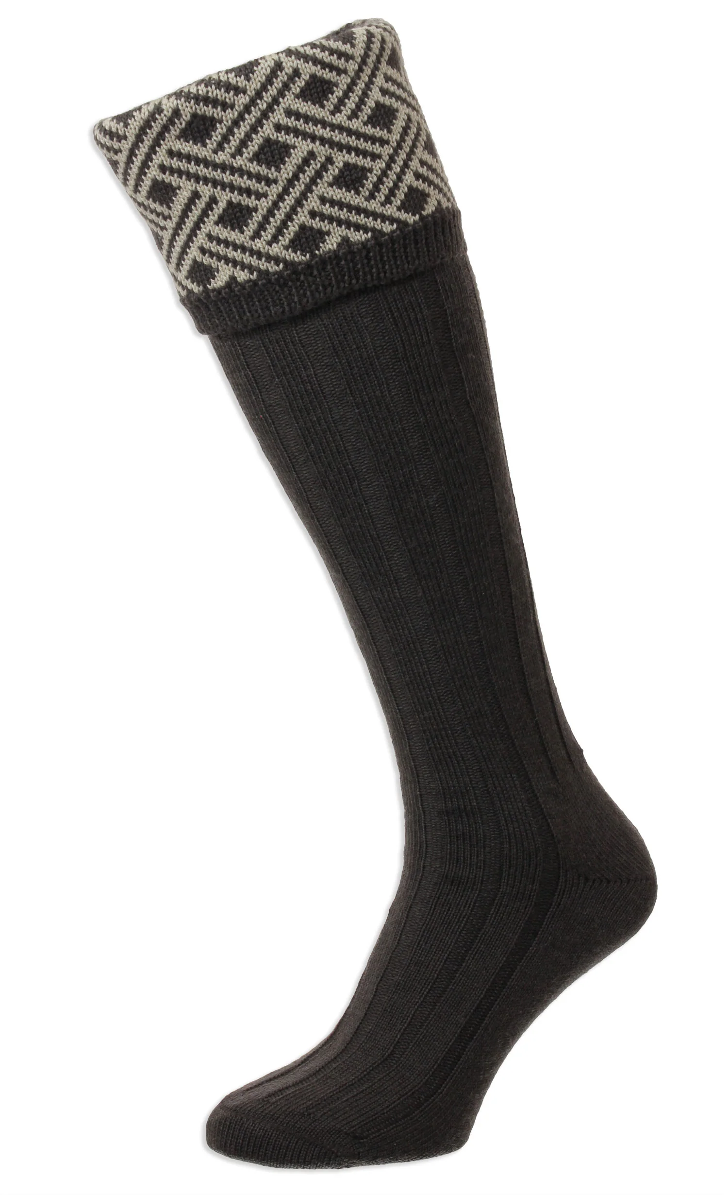 HJ Hall Langton Merino Wool Shooting Sock | Lattice Top - Image 3