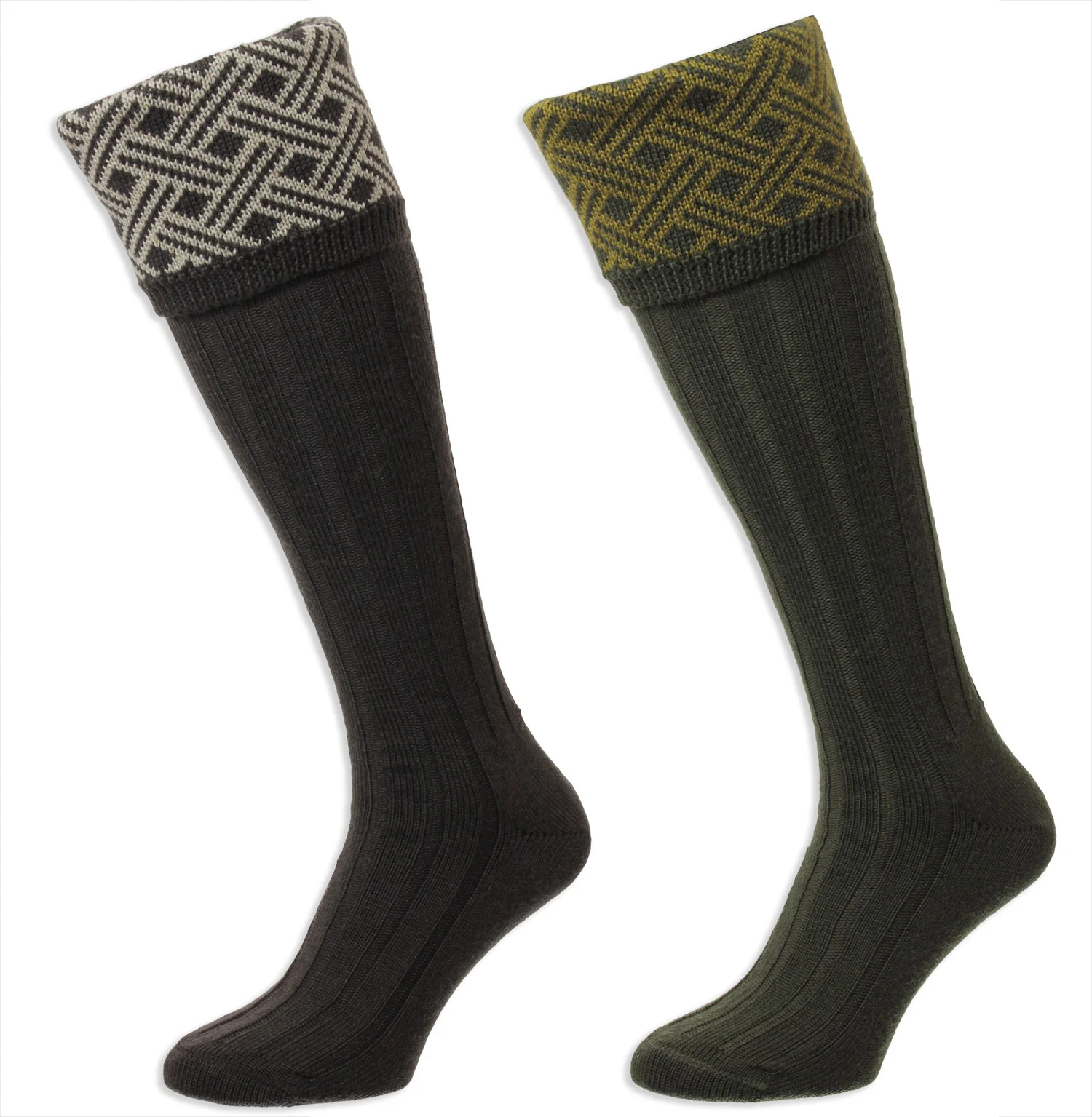 HJ Hall Langton Merino Wool Shooting Sock | Lattice Top - Image 5