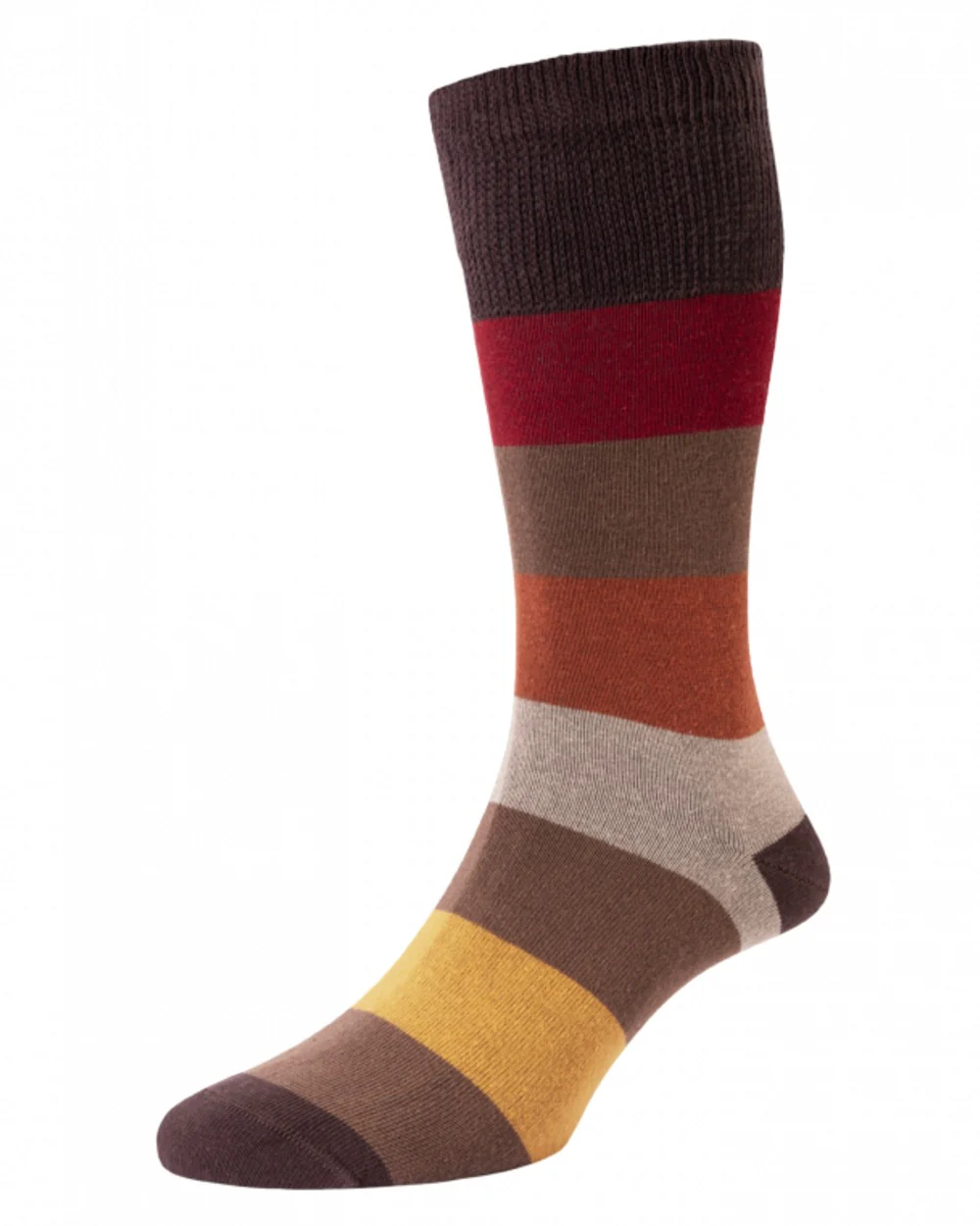 HJ Hall Mens Block Stripe Cotton Comfort Top Socks - Image 3