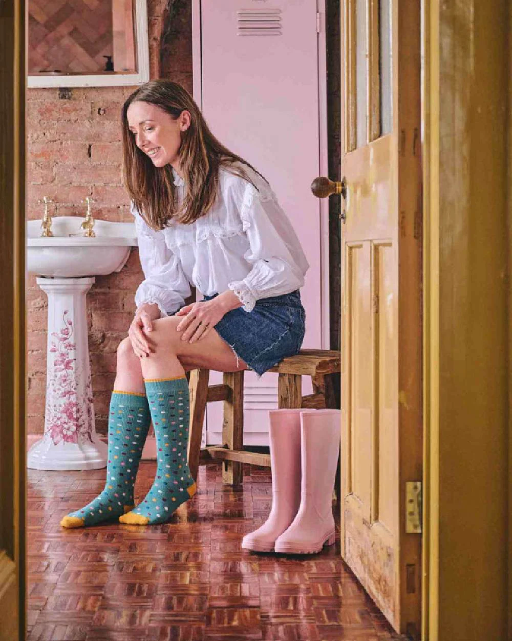HJ Hall Womens Spot Welly Socks - Image 2