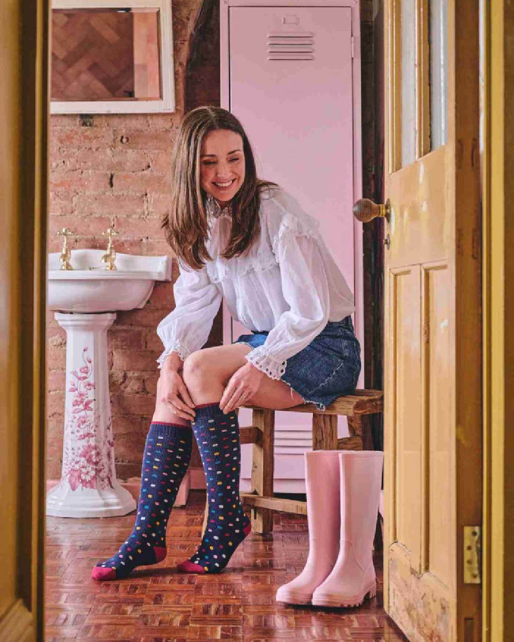 HJ Hall Womens Spot Welly Socks - Image 4