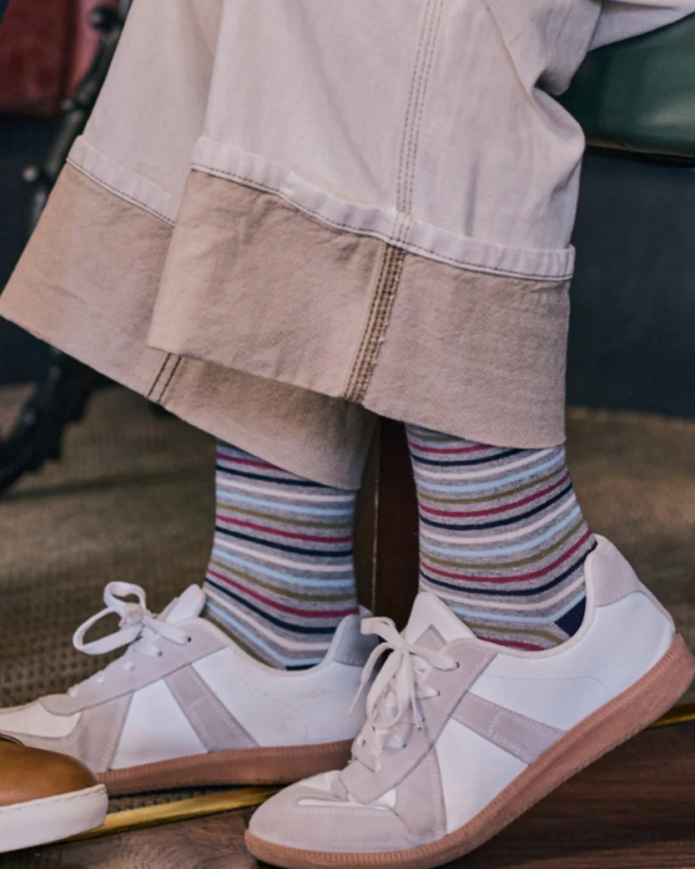 HJ Hall Womens Stripe Cotton Comfort Top Socks - Image 2