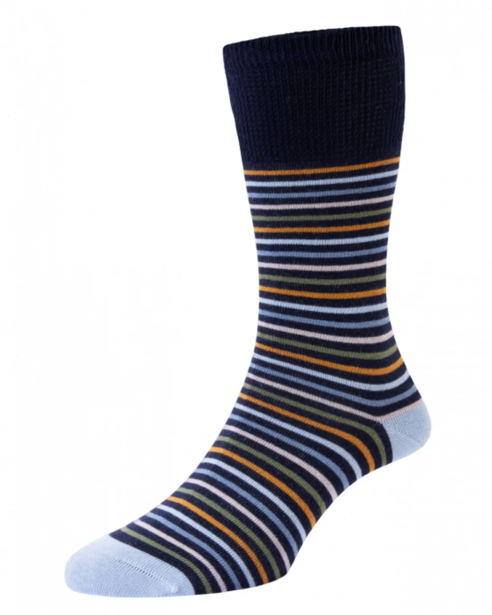 HJ Hall Womens Stripe Cotton Comfort Top Socks - Image 3
