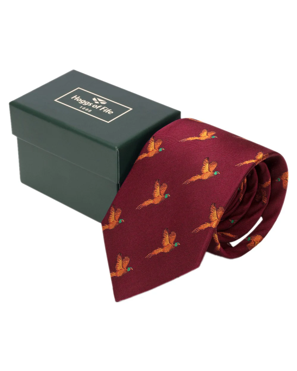Hoggs of Fife Silk Woven Tie Pheasants Boxed - Image 2