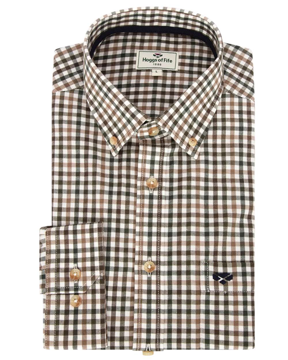 Hoggs of Fife Garvock Cotton Twill Herringbone Check Shirt - Image 3