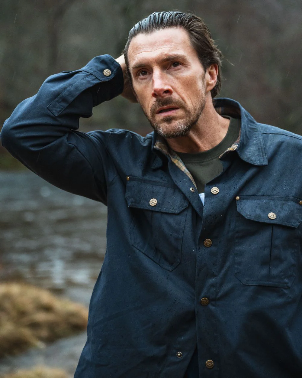 Hoggs of Fife Mens Huntly Waxed Canvas Utility Overshirt - Image 3