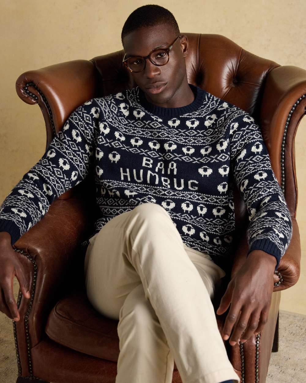 Joules Mens Baa Humbug Intarsia Christmas Jumper - Image 3