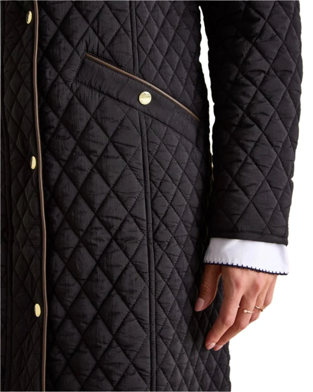Joules Rosewell Showerproof Longline Diamond Quilted Coat - Image 8