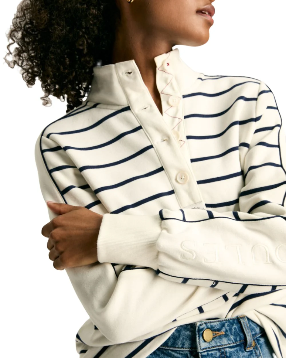 Joules Southwold Button Down Striped Sweatshirt - Image 5