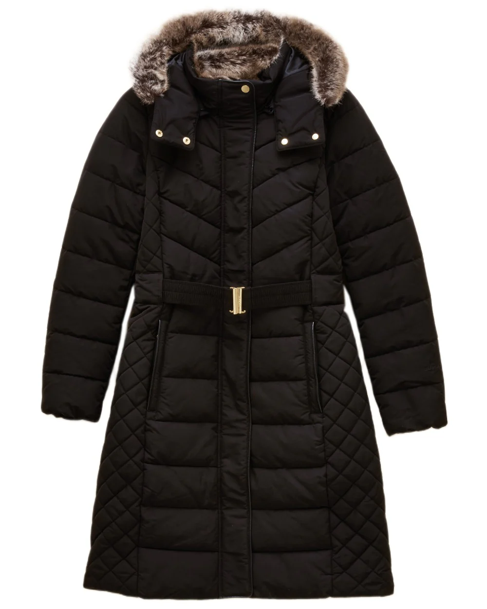 Joules Womens Aspen Showerproof Longline Padded Coat