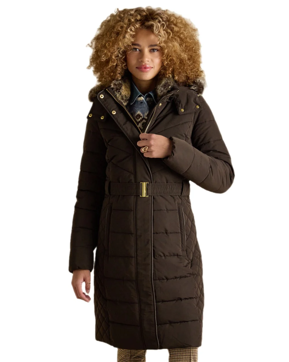 Joules Womens Aspen Showerproof Longline Padded Coat - Image 13