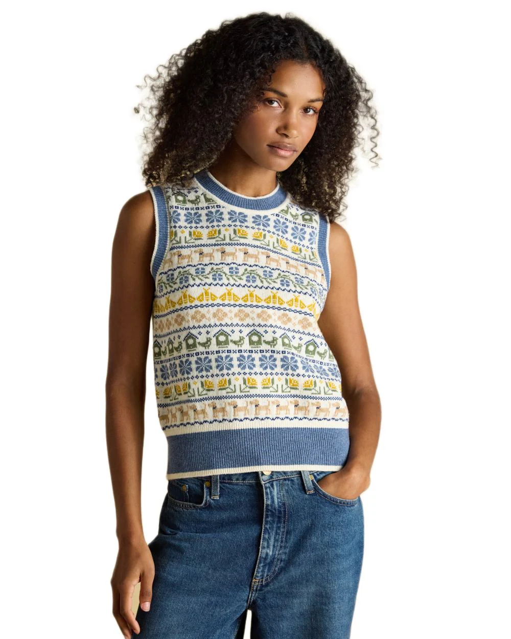 Joules Womens Birds & Bees Knitted Crew Neck Vest - Image 2