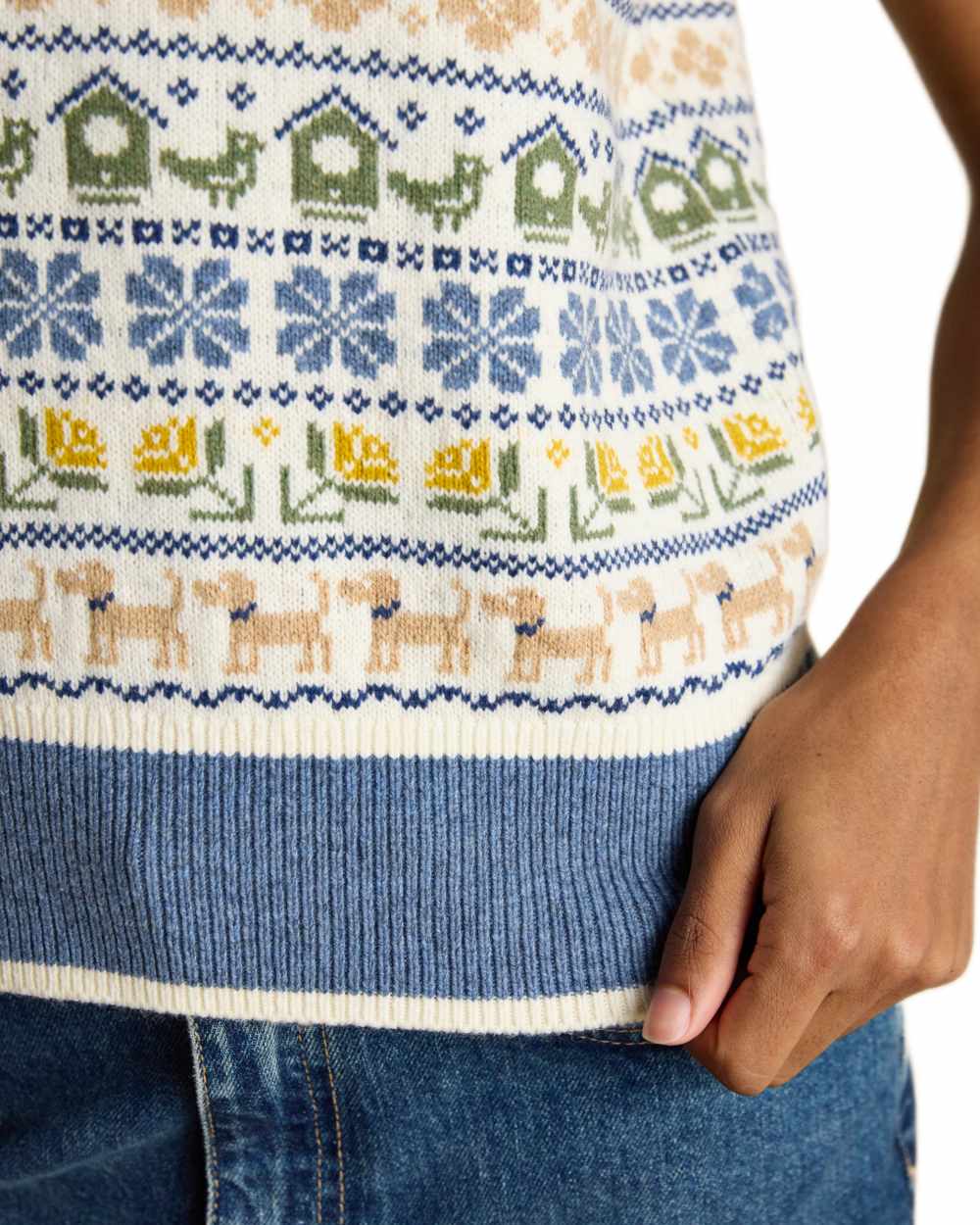 Joules Womens Birds & Bees Knitted Crew Neck Vest - Image 7
