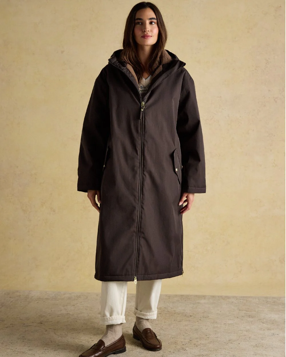 Joules Womens Coverall Oversized Fleece Lined Waterproof Coat - Image 4