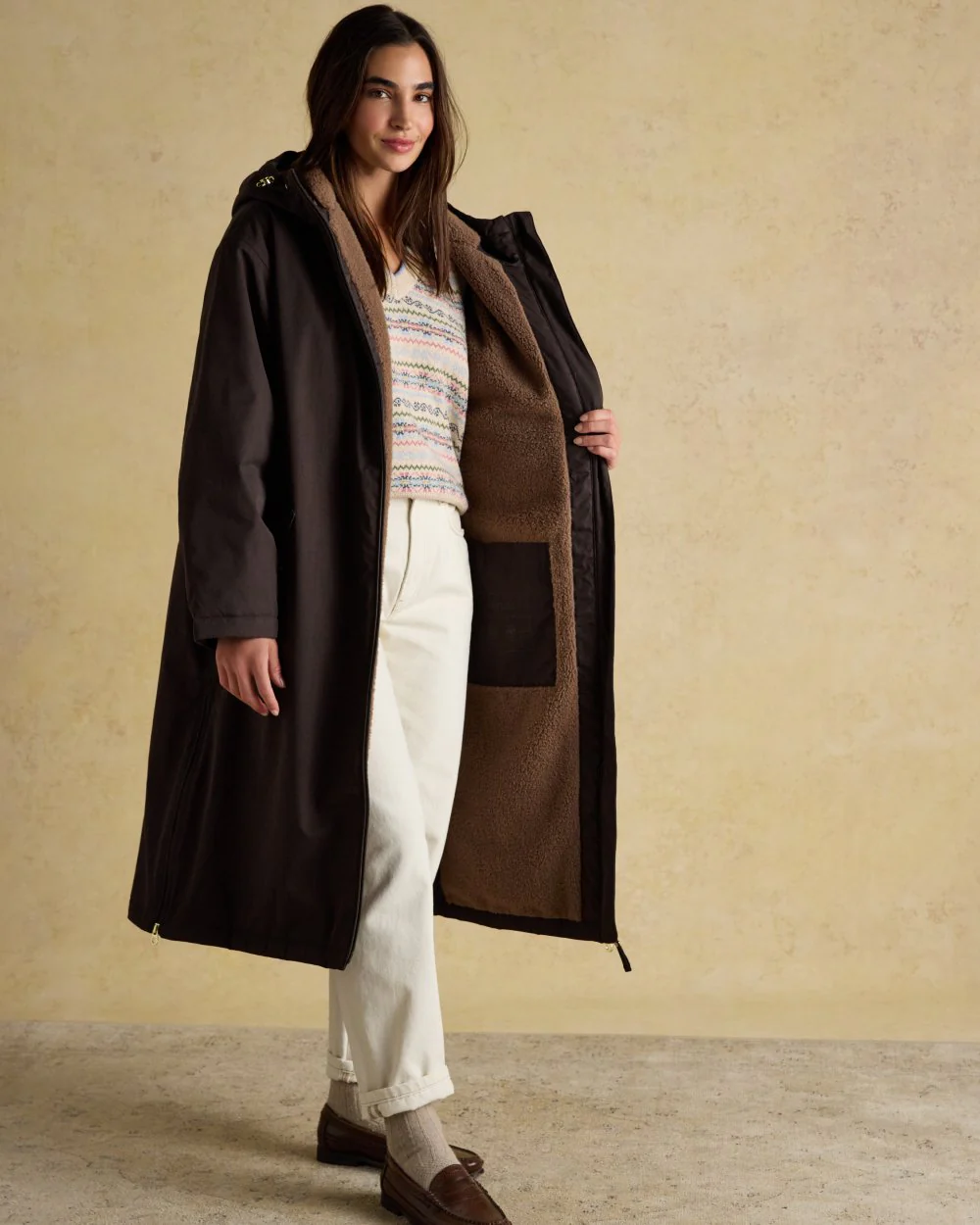 Joules Womens Coverall Oversized Fleece Lined Waterproof Coat - Image 9