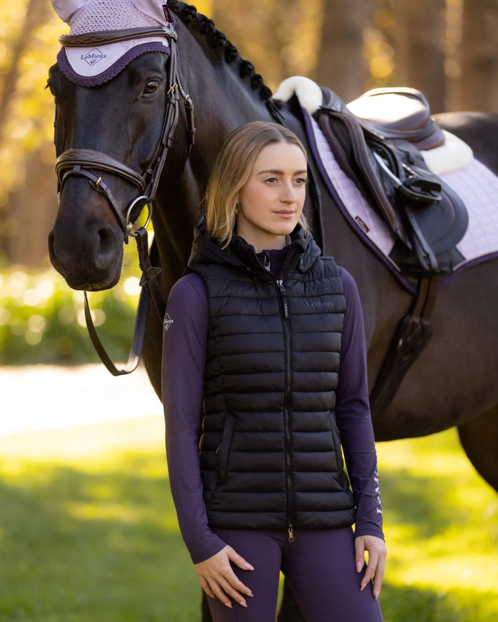 LeMieux Womens Rose Hooded Puffer Gilet - Image 4