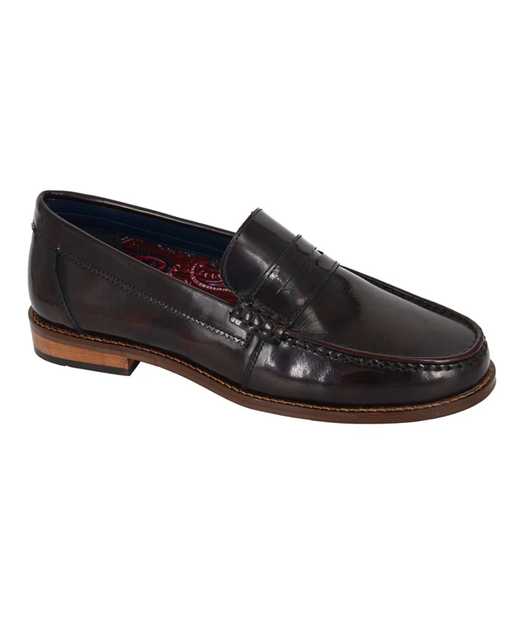 Roamers Mens Hi-Shine Saddle Loafers - Image 3