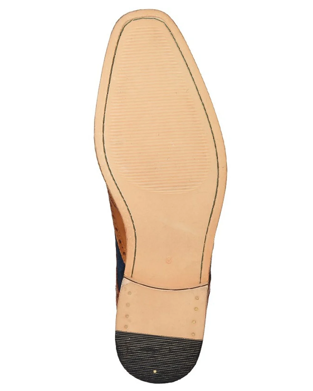 Roamers Mens Tan Leather & Navy Suede Oxford Shoes - Image 2