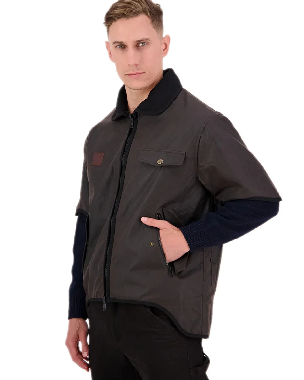 Swanndri Mens 3/4 Sleeve Oilskin Jacket - Image 4