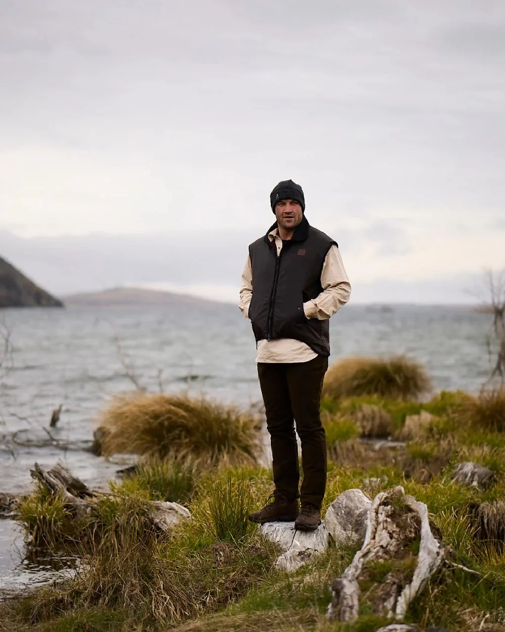 Swanndri Mens Foxton Oilskin Vest with Wool Lining - Image 3