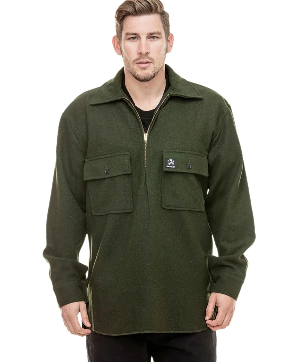 Swanndri Mens Ranger Wool Zip Front Bushshirt - Image 3