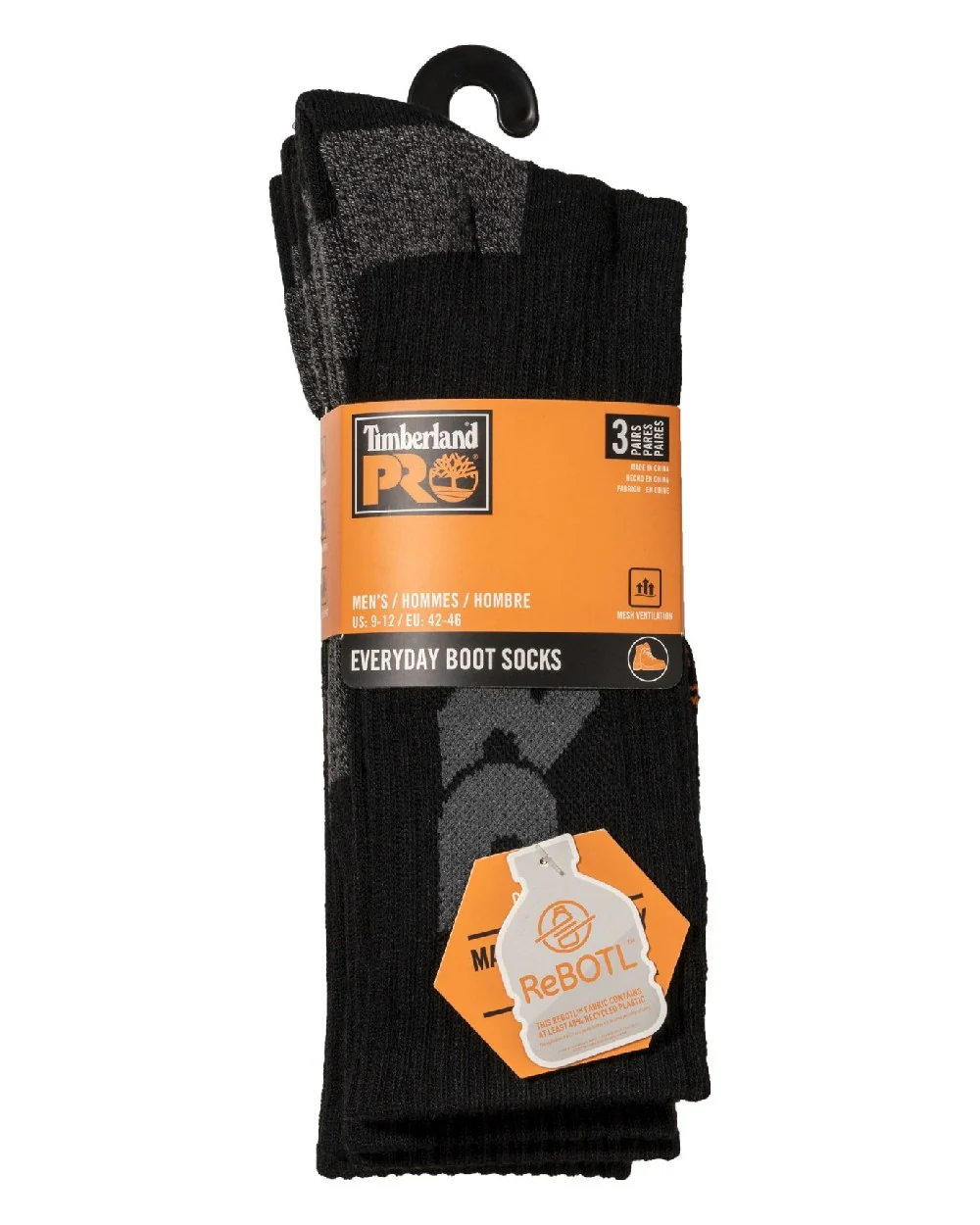 Timberland Pro Big Logo Half Cushion Crew Sock 3 Pack - Image 2